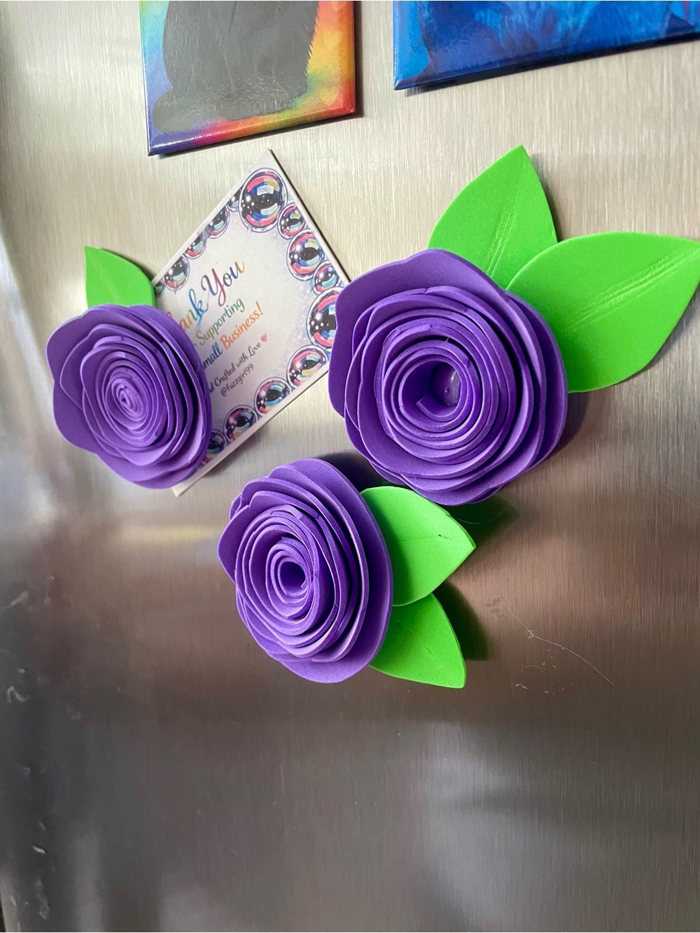 Purple Foam Flower Magnets Set of 3